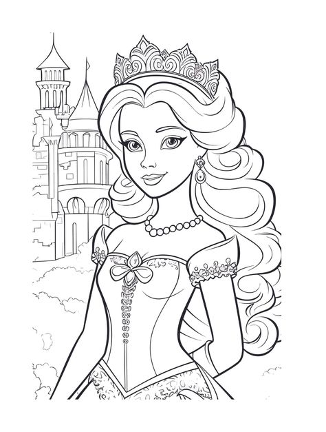 Princess Coloring Pages For Adults, Princess Black And White, Barbie Black And White, Coloring Pages Barbie, Coloring Pages Princess, Pictures For Coloring, Picture To Color, Belle Coloring Pages, Princess Drawing