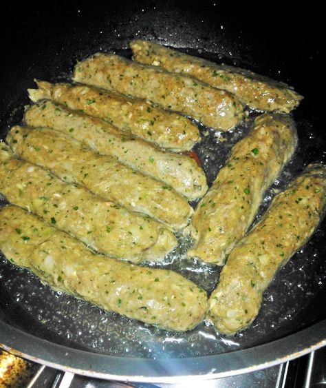 9.fry sheesh kababs for 10 minutes or until light brown. Nutmeg Powder, Kabab Recipe, Green Chili, Green Chilies, Meat Tenderizer, Fun Cooking, Garam Masala, Minced Garlic, Skewers