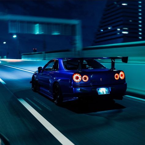 Blue Skyline R34, Skyline Gtr R34 Blue, Blue Aesthetic Widget, Blue Ios, Nissan Gtr Wallpapers, Blue Cars, Black And Blue Wallpaper, Car Banner, Nissan Gtr R34