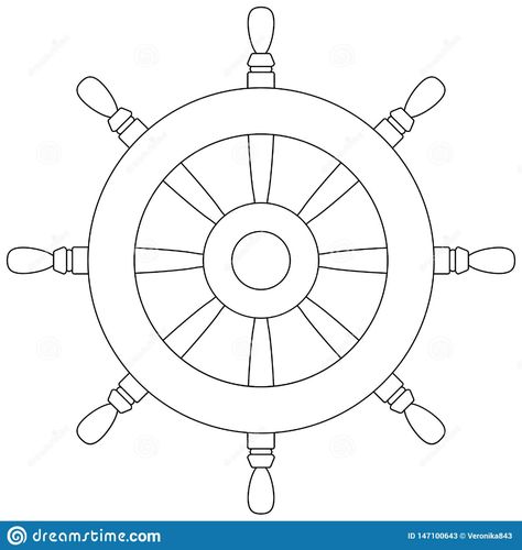 Ship Wheel Drawing, Boat Wheel Tattoo, Boat Driving, Nautical Symbols, Rope Drawing, Travel Symbols, Wheel Tattoo, Boat Wheel, Illustration Travel