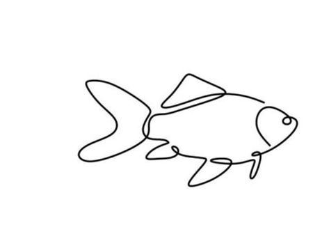 Fish one line drawing illustration minimalist style Line Art Fish Tattoo, Minimalist Fish Drawing, One Line Fish Tattoo, Fish Line Tattoo, Fish Outline Tattoo, Fine Line Fish Tattoo, Line Fish Tattoo, Minimalist Fish Tattoo, Fish Outline Drawing