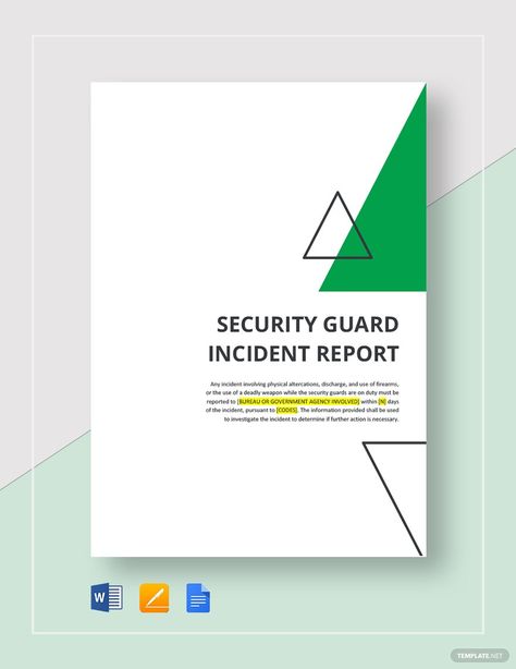 Security Guard Incident Report Template Quotation Format, Incident Report, Identity Design Logo, People Photos, Security Guard, Template Google, Report Template, Blog Website, Google Docs