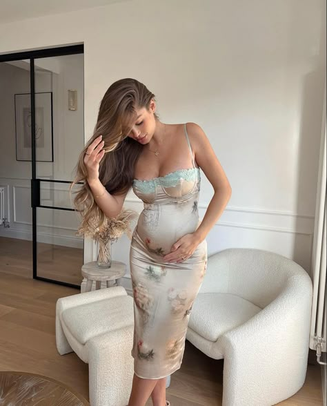 Slim Bodycon Dress, Pretty Pregnant, Long Midi Dress, Lace Print, Pregnancy Outfits, Long Summer Dresses, Green Midi Dress, Bodycon Dresses, Women Long Dresses