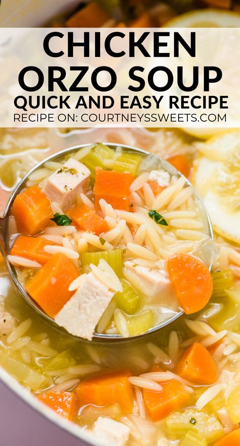 Best Chicken Orzo Soup Recipe, Chicken Risotto Soup, Mediterranean Chicken Orzo Soup, Chicken Orzo Soup Recipes Homemade, Chicken Veggie Orzo Soup, Orzo Soup Chicken, Cooking Orzo In Chicken Broth, Chicken Soup Orzo Recipes, Homemade Chicken Orzo Soup