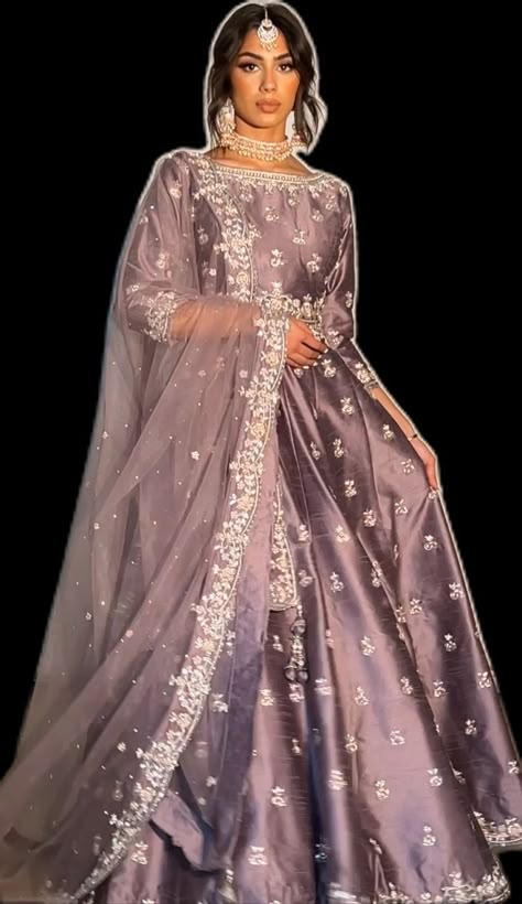 Modest Desi Wedding Dresses, Modest Asian Wedding Dresses, Lilac Wedding Dress Pakistani, Lilac Pakistani Outfit, Lavender Desi Dress, Lilac Desi Dress, Purple Desi Wedding Dress, Purple Nikkah Dress, Purple Desi Dress