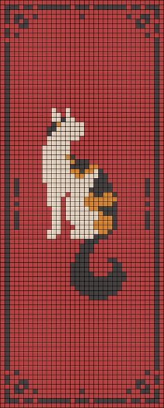 Calico Cat Pixel Art, Cat Pixel Art, Cat Bookmark, Perler Projects, Pixel Crochet, Crochet Inspo, Animal Silhouette, Calico Cat, Alpha Pattern