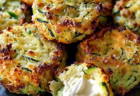 Easy Zucchini Puffs Zucchini Puffs, Spiced Zucchini, Puff Recipe, Easy Zucchini, Shredded Zucchini, Pesto Sauce, Breakfast Recipes Casserole, Zucchini Recipes, Appetizer Dips