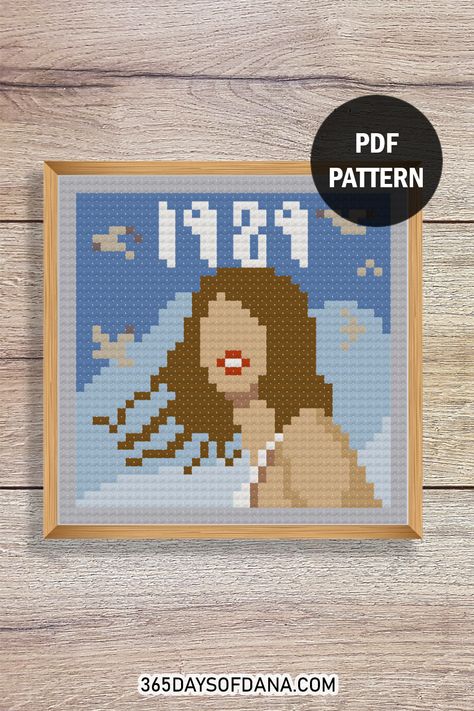 Cross Stitch Album Covers, Taylor Swift Cross Stitch Pattern Free, Taylor Swift Cross Stitch Pattern, Taylor's Version Album Cover, Taylor Swift Cross Stitch, Alpha Pattern Crochet, Crochet Alpha Pattern, Grid Quilting, 1989 Taylor's Version