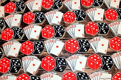 Playing Card Cookies, Dice Cookies Decorated, Dice Cookies, Playing Cards Cookies Decorated, Deck Of Cards Birthday Theme, Poker Cookies, Playing Cards Cake Design, Card Cookies, Cedar Rapids Iowa