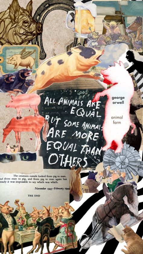 #georgeorwell #animalfarm #pig #farm 🐖🚶‍♂️⚖️ Animal Farm Propaganda Poster, The Animal Farm George Orwell, Pigsty Design, Animal Farm Book Aesthetic, Animal Farm George Orwell Illustration, Animal Farm George Orwell Aesthetic, Animal Farm Book Cover, Sick Posters, George Orwell Animal Farm