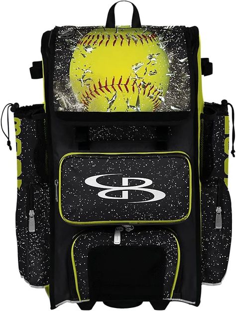 So many pockets for all your softball gear! Highlight Black, Bat Bag, Softball Gear, Softball Bags, Rolling Bag, Softball Bat, Softball Team, Gear Bag, Bags Aesthetic