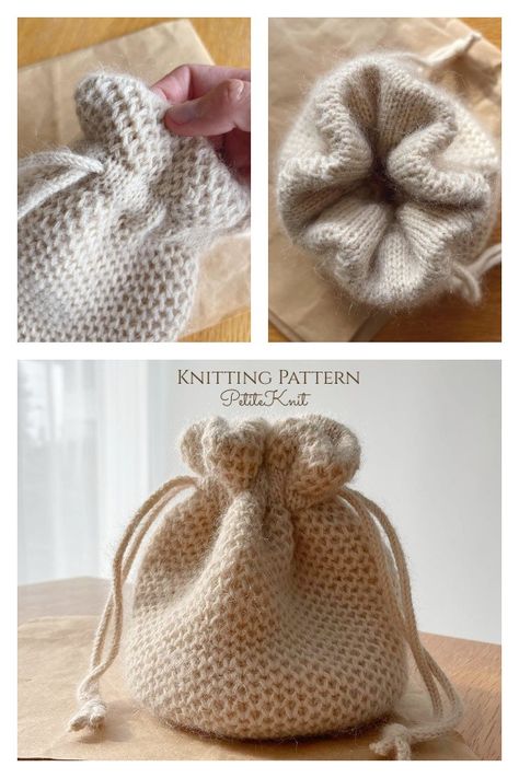 Drawstring Honey Bucket Bag Knitting Pattern Drawstring Bag Knitting Pattern, Books For School, Bucket Bag Pattern, Drawstring Bag Pattern, Knitting Bag Pattern, Knit Bag, Brioche Stitch, Bag Knitting, Bag Pattern Free