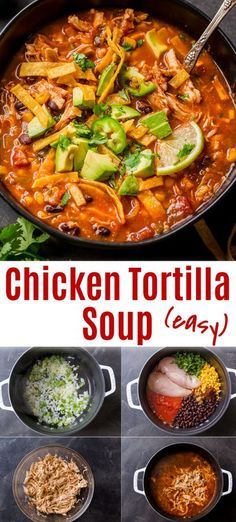 You know I can’t get enough of easy meals that require simple ingredients. Chicken Tortilla Soup is the perfect easy weeknight dinner. Full of shredded chicken, corn, beans, and homemade tortilla strips, this healthy soup is a meal in itself and comes together in one pot. It’s comforting, hearty, and filling. Chicken tortilla soup is like a taco in soup form and I love that you can use leftover chicken in this recipe. #tacosoup #easytacosoup #chickensoup #chickentortillasoup #natasha Taco Tortilla Soup, Soup Using Shredded Chicken, Shredded Chicken Soups, Simple Chicken Tortilla Soup, Shredded Chicken Taco Soup, Mexican Chicken Soup Recipes Homemade, Taco Soup Recipe Chicken, Panera Chicken Tortilla Soup Recipe, Shredded Chicken Soup Recipes