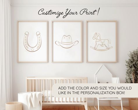 Salty Spurs Custom Color Nursery Wall Art Set of 3 Western Prints Digital Download Baby Cowboy Print Kids Western Room Decor - Etsy Western Cow Nursery, Cowboy Nursery Baby Boy, Cowboy Nursery, Western Nursery, Cow Nursery, Texas Theme, Western Prints, Western Rooms, Baby Cowboy