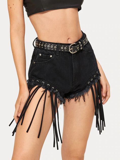 Women Denim Shorts, Shop Dresses Online, High Waist Denim Shorts, Band Outfits, Shein Outfits, High Waist Denim, High Waisted Shorts Denim, Denim Shorts Women, Online Dress Shopping