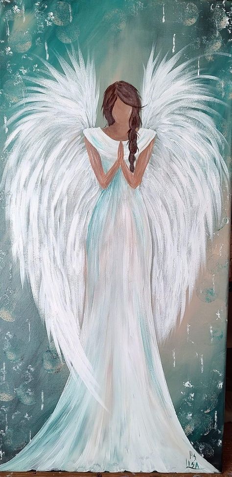 Angel Wings Painting, Watercolor Angel, Angel Wings Art, Angel Wall Art, Angel Wings Tattoo, Angel Artwork, Angel Drawing, Christmas Painting, Wings Art