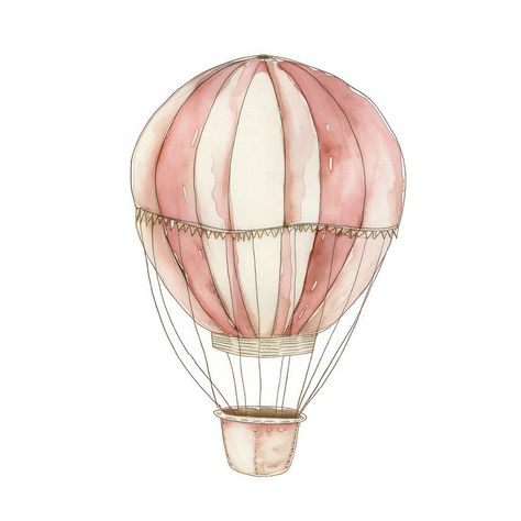 Individual hot air Balloon balloon hot air balloon transportation. | premium image by rawpixel.com / Aum Hot Air Balloon Watercolor, Air Balloon Watercolor, Balloons Watercolor, Balloon Hot Air Balloon, Hot Air Balloon Drawing, Balloon Watercolor, Balloon Birthday Themes, Pink Hot Air Balloon, Balloon Painting