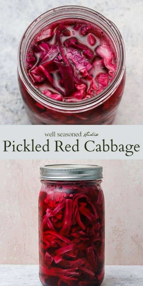 Pickled Cabbage Recipe Pickled Purple Cabbage, Pickling Eggs, Pickled Cabbage Recipe, Quick Pickled Cabbage, Purple Cabbage Recipes, Cashew Coffee, Pickled Red Cabbage, Red Cabbage Recipes, Preserving Foods