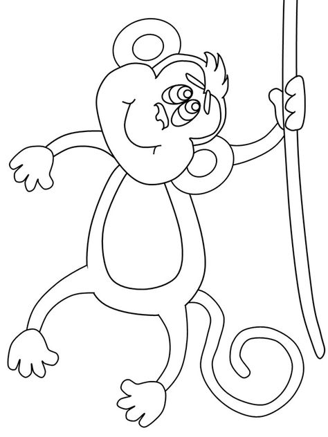 Monkey Outline, Monkey Template, Stick Puppet, Monkey Coloring Pages, Monkey Puzzle, Embroidered Animals, Shape Coloring Pages, Monkey Mask, Monkey Crafts