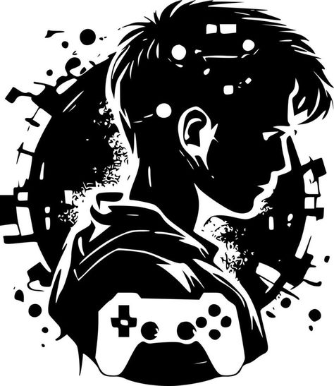 Gamer, Minimalist and Simple Silhouette - Vector illustration Gamer Illustrations, Vector Game, Galaxy Wallpaper Iphone, Dragon Ball Art Goku, Vector Silhouette, Video Gamer, Simple Silhouette, Silhouette Art, Dragon Ball Art