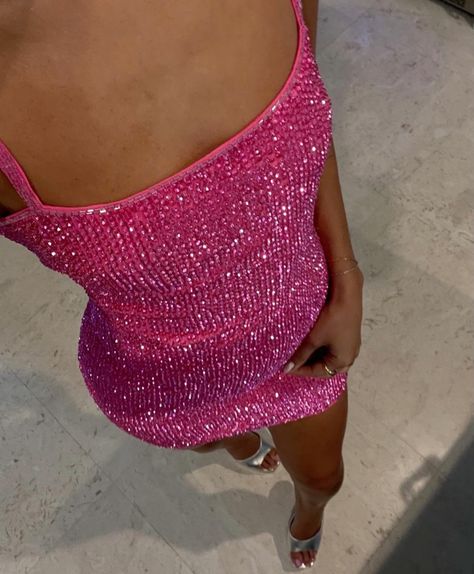 revolve pink sparkle dress, revolve silver heels, amazon sunnies #miamiootd #sparkles #taylorswift #erastour#LTKFind  Follow my shop @michelleinfusino on the @shop.LTK app to shop this post and get my exclusive app-only content!  #liketkit #LTKstyletip #LTKSeasonal @shop.ltk https://liketk.it/4fQrA Pink Sparkle Outfit Aesthetic, Pink Nye Outfit, Pink Sparkle Dress Short, Pink New Years Outfit, Hot Pink Dress Aesthetic, Pink And Silver Aesthetic, Pink Sparkle Outfit, Pink Glitter Outfit, Y2k Pink Fashion