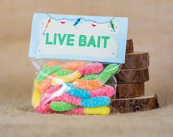 Fishing birthday party | Etsy Fishing Party Favors, Gone Fishing Party, Fishing Party Decorations, Favor Bag Toppers, Fishing Birthday Party, Fishing Party, Live Bait, Fishing Birthday, Bag Topper