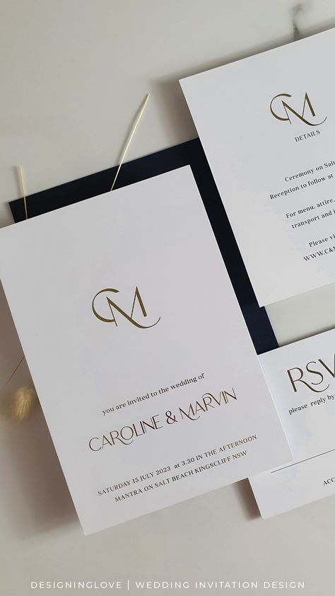 Wedding Card Designs Modern, White And Gold Invitations Wedding, Initial Wedding Invitations, Invitations Wedding Modern, Modern Glam Wedding Invitations, Modern Classy Wedding Invitations, Embossed Wedding Invitations Elegant, Wedding Monogram Invitation, Elegant White Wedding Invitations