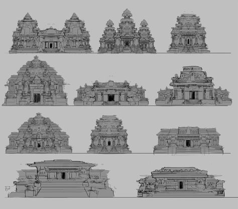 Dnd Treasure, Temple Concept Art, Drawing Of Things, Temple Game, Isometric Building, Desert Village, Mayan Architecture, Environment Sketch, Zoo Project