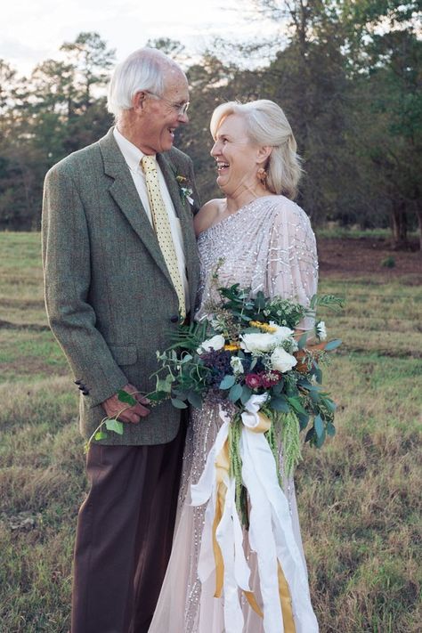 15 Beautiful Wedding Dress Ideas for Mature Brides | OneFabDay.com UK Older Couple Wedding, Older Bride Wedding Dress, Anniversary Vow Renewal, Older Couple, Renewal Wedding, Second Wedding Dresses, Wedding Anniversary Photos, Wedding Dress Gallery, Anniversary Photoshoot