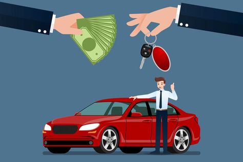 The car dealer's hand make an exchange between the car and the customer's money. Vector illustration design. Car Title, Car Loan, Good Credit Score, Board Quotes, Summer Plans, Car Rental Service, Driving School, Sell Car, Car Loans