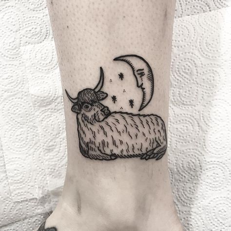 Highland Cow Tattoo, Cow And Moon, Cow Tattoo, Highland Cow, Paw Print Tattoo, Skull Tattoo, Cow, Instagram Profile, Moon