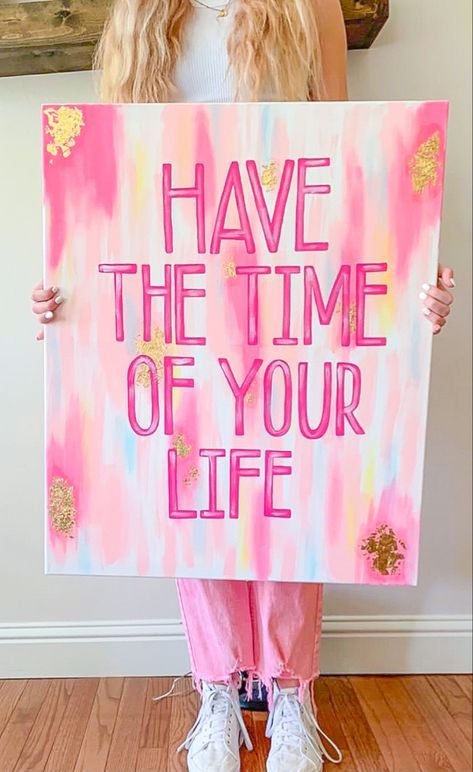 Abstract Dorm Painting, College Diy Painting, Pink Dorm Paintings, Cute Apartment Paintings, Canvas Bedroom Decor Paintings, Painting Preppy Ideas, College Apartment Decor Diy Canvas Art, Preppy Wall Paintings, Preppy Dorm Art