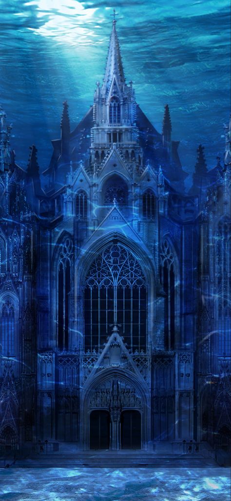 Dark Underwater, Underwater Castle, Emotional Painting, Underwater City, Gothic Cathedral, Fantasy Castle, Steampunk Art, Gothic Architecture, Magical Places