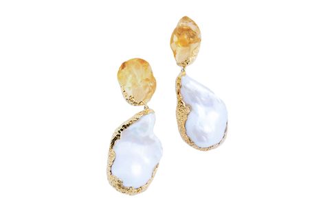 Pacharee Citrine dhin earrings with baroque pearls, £680, available at Pacharee.com. Tsavorite Garnet, Topaz Jewelry, Citrine Necklace, Sparkly Things, Purple Sapphire, Circle Earrings Studs, Citrine Ring, Yellow Stone, Circle Studs