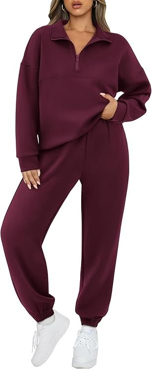 Amazon.com: BTFBM Womens 2 Piece Sweatsuit Sets Fall Outfits Tracksuits 2024 Long Sleeve Half Zip Sweatshirt Sweatpants Lounge Set(Solid Wine Red,Large) : Clothing, Shoes & Jewelry Sweatsuit Outfits Women, Sweatsuit Outfits, Lulu Leggings, Sweatsuit Set, Half Zip Sweatshirt, Lounge Set, Lounge Sets, Zip Sweatshirt, No Brand