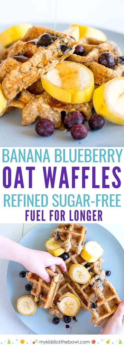 An easy healthy waffle recipe, made with whole wheat and oats, flavoured with banana and blueberries, a delicious high protein and fibre breakfast, snack or for lunchboxes #waffles #breakfast #breakfastrecipes #cleaneating #healthyrecipes #healthydiets #healthysnacks Banana Blueberry Waffles, Healthy Waffle Recipe, Fibre Breakfast, Healthy Waffle, Oat Waffles, Waffle Recipe Healthy, Waffles Breakfast, Healthy Waffles, Blueberry Waffles