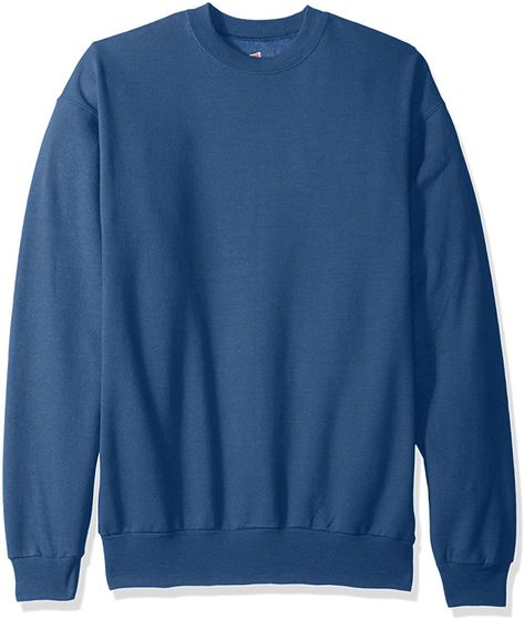 Hanes Men's EcoSmart Fleece Sweatshirt, Denim Blue, Small at Amazon Men’s Clothing store Black Leather Vest, Flat Collar, Embroidery Sweatshirt, Blue Sweatshirt, Fleece Sweatshirt, Cotton Fleece, Denim Blue, Honduras, Long Sleeve Sweatshirts