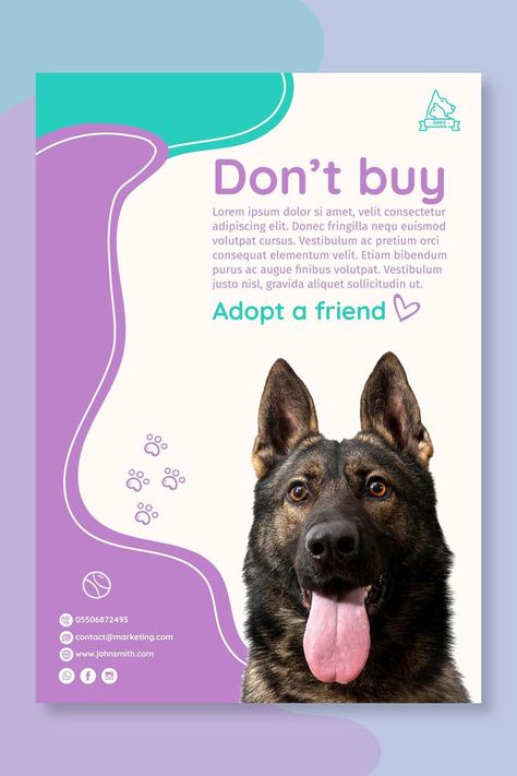 Are you looking for a simple and easy way to spread the word about pet adoption? Look no further! Freepik Company has the perfect poster template to make your animal love dreams come true. Ready to print, this template is sure to help you raise awareness of pet adoption in no time! #adoptapet #petposter #animallove #pettemplate Pet Instagram Story, Adoption Poster, Pet Instagram, Template Cute, Animal Love, Cute Animal Pictures, Find Picture, Animals Images, Adopt A Pet