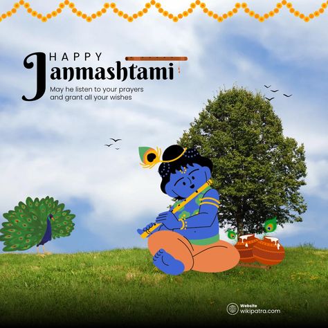 Happy Krishna Janmasthami 🦚 Happy Krishna, Happy Janmashtami, Peaceful Living, Divine Grace, Krishna Janmashtami, Varanasi, Instagram Post Template, Lord Krishna, Sound Proofing