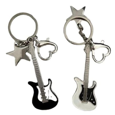 PRICES MAY VARY. Heart Star Guitar Keychains：The heart, the , the guitar design,these lovely and stylish jewelry, classical guitar vintage festival keychain, white blackelectric guitar earrings, lovers must have jewelry! Quality Assurance : If you are dissatisfied with our products, please contact us within 24 hours, we will provide you with solutions. Good Gift : Great gifts for Mom or Grandma or girlfriend or family member or on Christmas, holiday, ball, party, anniversary, prom, birthday or any special . Occasion : Punk, Retro, . Bright and colors, Goes with any outfit from casual to formal wear. perfect for work, school, parties, vacations, gifting, and looking look vibrant. High Quality Material : Size:10cm, Weight about 17.5g, Made of alloy material, Which is not easy to fade, Safe a Y2k Keychain, Guitar Keychain, Keychain Y2k, Guitar Keys, Trendy Stuff, Preppy Things, Vintage Festival, Y2k Accessories, Ball Party