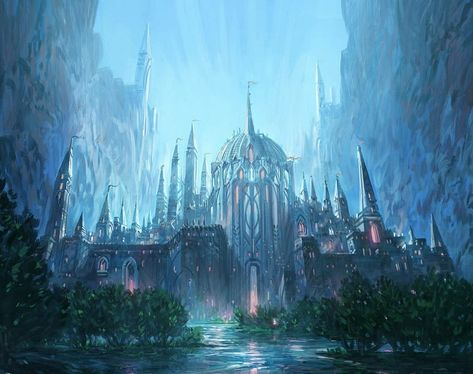 Crystal Kingdom, Temple Gardens, Fantasy City, Fantasy Castle, Fantasy Setting, Fantasy Places, Fantasy Art Landscapes, Book Cover Art, 판타지 아트