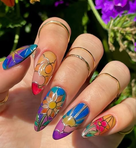 Glass Nails Art, Colorful Nail, Nagel Tips, Nail Jewels, Glass Nails, Nail Length, Simple Nail Designs, Fire Nails, Funky Nails