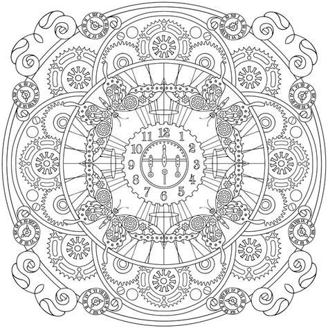 Dover Steampunk Mandala Steampunk Mandala, Hierarchy Design, Steampunk Coloring, Coloring Stuff, Abstract Coloring Pages, Pattern Coloring Pages, Dover Publications, Steampunk Art, Zen Art