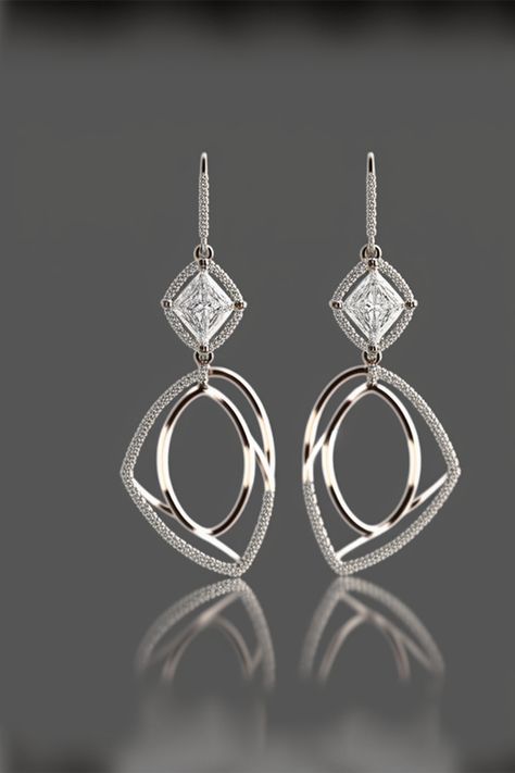 Princess Diamond dangler earring Dangler Design, Princess Diamond Earrings, Diamond Earrings Design, Solitaire Earrings, Earring Collection, Classic Earrings, Diamond Earring, Buying Diamonds, Fancy Jewelry