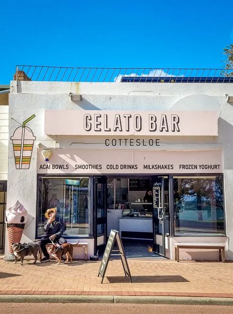 man and two staffy dogs outside gelato bar cottesloe Perth Australia Aesthetic, Perth Australia Beach, Perth To Esperance Road Trip, Cottesloe Beach Perth, Cottesloe Beach, Western Australia Beach, Western Australia Road Trip, Perth Australia, Kings Park