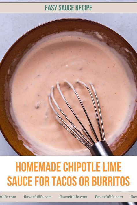 Learn how to easily make a Chipotle mayo recipe! This homemade sauce for tacos is absolutely delicious. It goes great with just about any Mexican inspired meal! My chipotle lime mayo is creamy and just ever so spicy from the chipotles. You'll be slathering this on all of your dishes. Salad Dressing Recipes Easy, The Best Fruit Dip, Chipotle Lime Sauce, Chipotle Mayo Sauce, Sauce For Tacos, Best Fruit Dip, Chipotle Mayo Recipe, Easy Dip Recipes, Chipotle Recipes