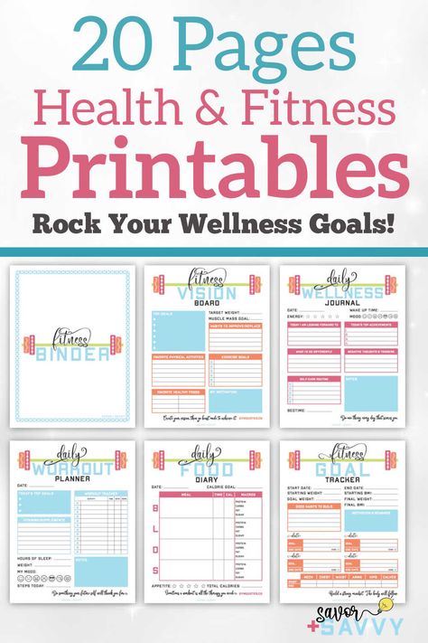 Everything you need to track your health and fitness is all here in this 20 page planner/binder. Fitness goals, visions, wellness journals, workout trackers, water tracker, step trackers and more. Fitness Printables, Fitness Binder, Gym Planner, Fitness Journal Printable, Fitness Planner Free, Fitness Tracker Printable, Wellness Tracker, Fitness Planner Printable, Printable Workouts