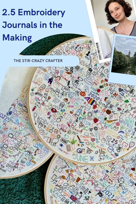 Daily Embroidery, Embroidery Journal, Collaborative Art, Two And A Half, Ribbon Work, Daily Journal, Cross Stitch Art, Embroidery And Stitching, Embroidery Projects