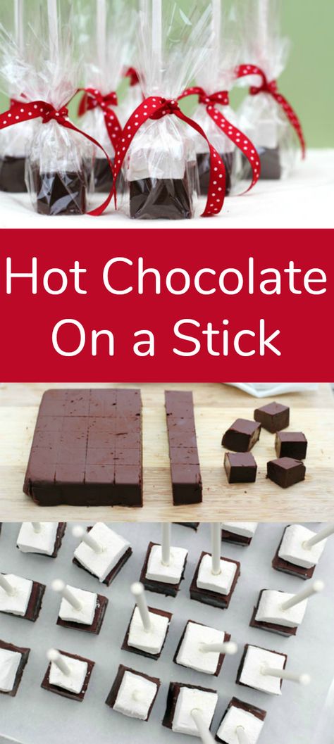 Holiday Gift Idea: Hot Chocolate on a Stick - Make and Takes Hot Chocolate And Marshmallows Gift, Hot Chocolate Marshmallow Stirrers, Diy Hot Chocolate On A Stick Recipe, How To Make Hot Chocolate On A Stick, Hot Chocolate Sticks Recipe, Hot Chocolate Cubes, Hot Chocolate On A Stick Diy, Hot Cocoa On A Stick Recipe, Hot Cocoa Stirrers