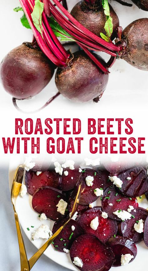 These roasted beets with goat cheese are heaven! Earthy, tender beets paired with creamy goat cheese and topped with fresh chives? Perfection. #beets #roasted #roastedbeets #recipe #sidedish #healthy #mealprep Roasted Beets With Goat Cheese, Beets With Goat Cheese, Beets Roasted, Vegetarian Meatloaf, Thanksgiving Side Dishes Healthy, Best Veggie Burger, Meatballs And Gravy, Beet And Goat Cheese, A Couple Cooks